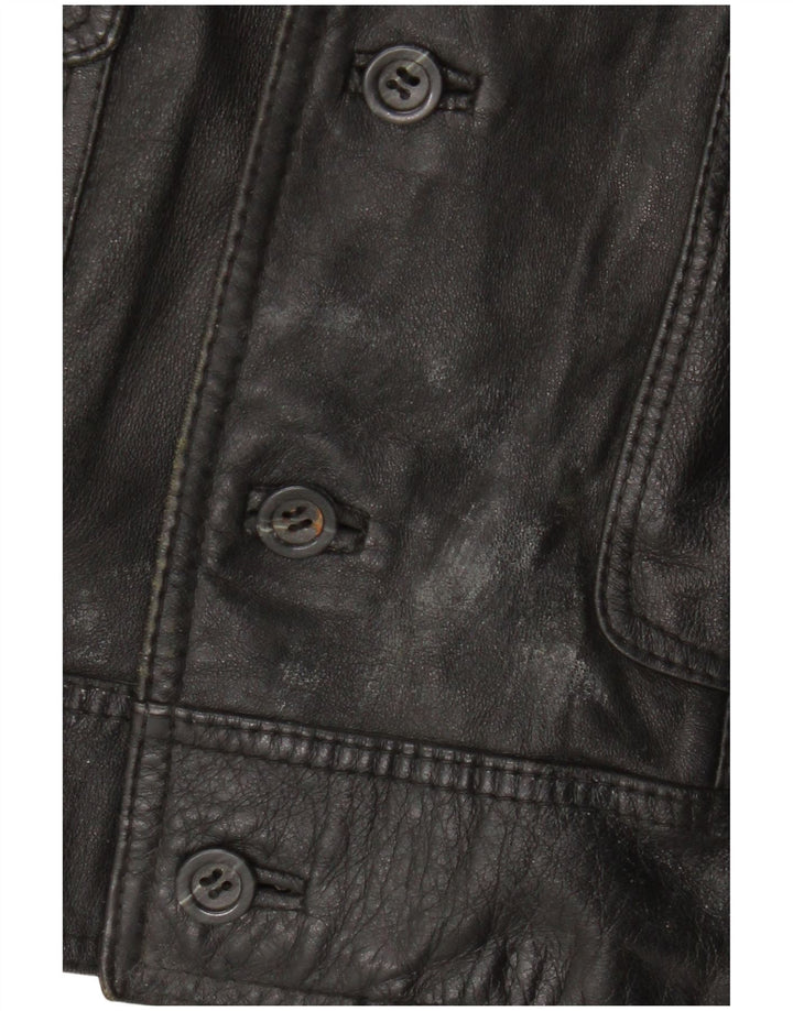 Veste en cuir femme vintage UK 12 Noir Moyen