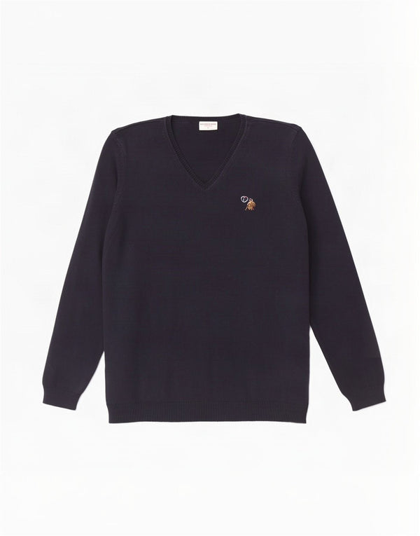 U.S. Polo Assn. Pull col en V pour femme UK 14 Large Bleu Marine