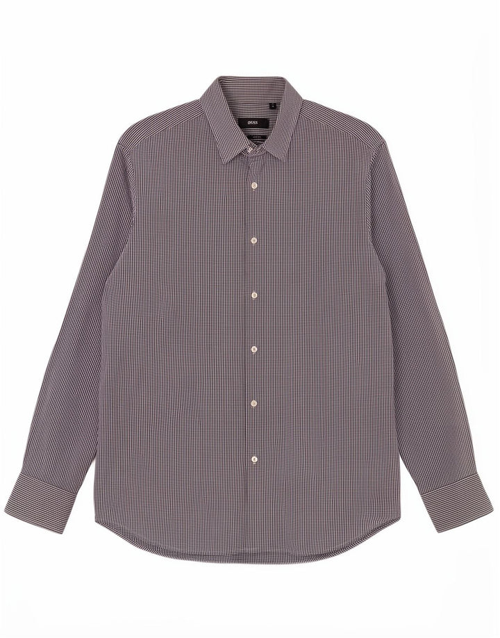 Hugo Boss Chemise coupe régulière pour homme Taille 41 16 Grand Vichy Bleu