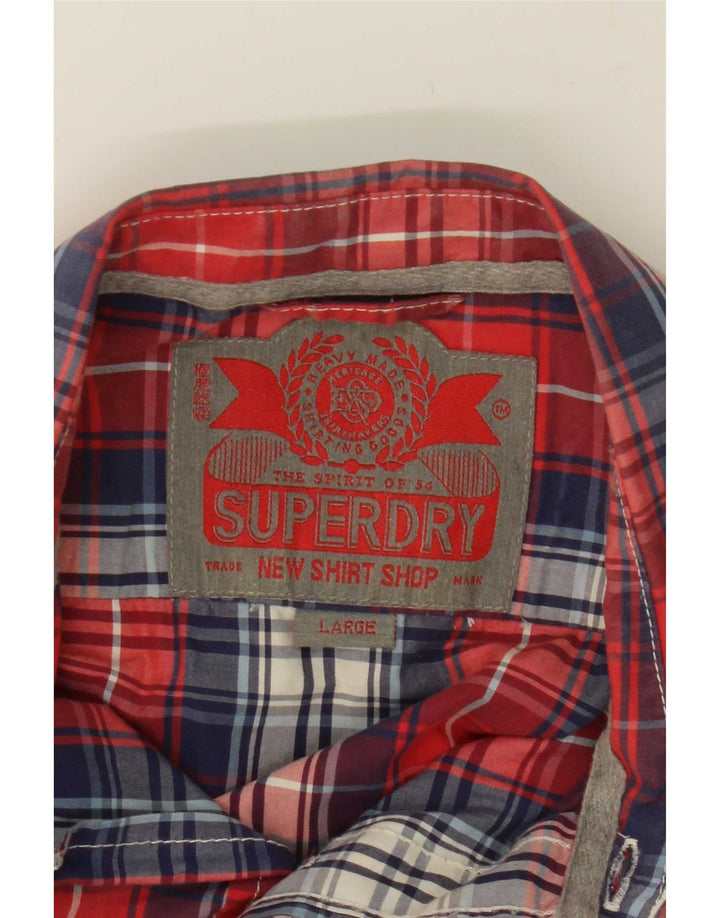 Superdry Chemise à manches courtes pour hommes, grands carreaux rouges