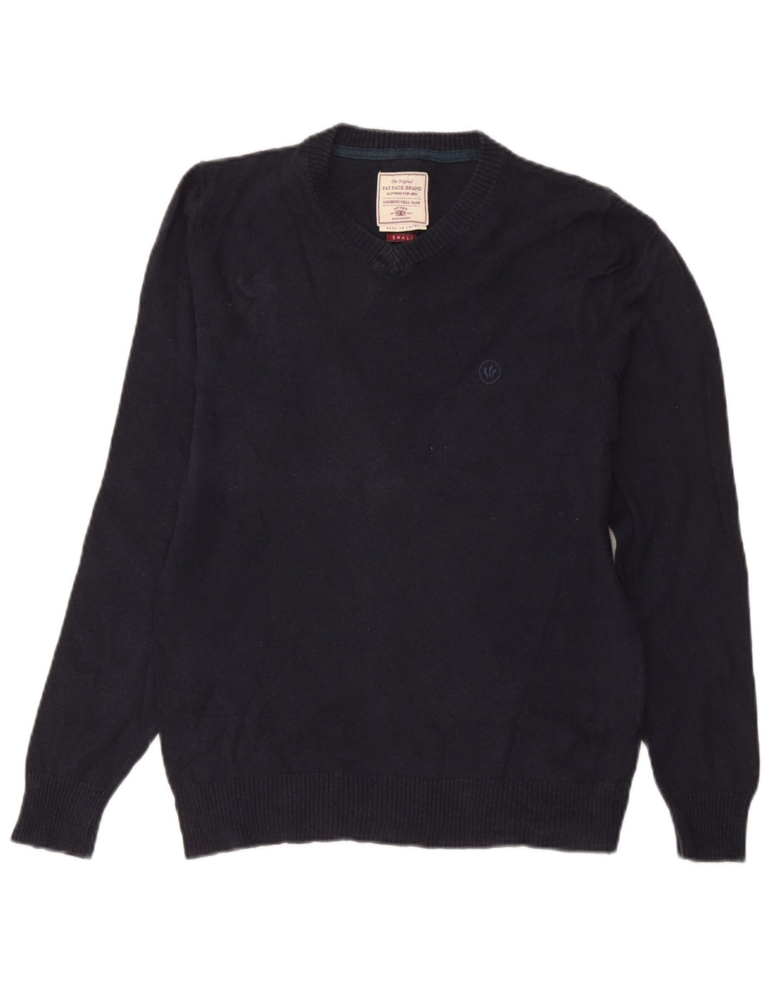 Fat Face Pull col V pour homme en coton bleu marine Taille S