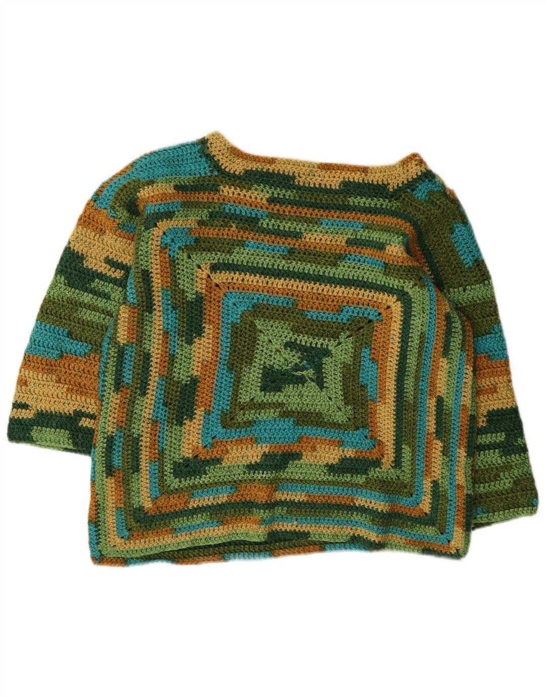 vintage Womens Boat Neck Jumper Sweater UK 14 Moyen Multicolore