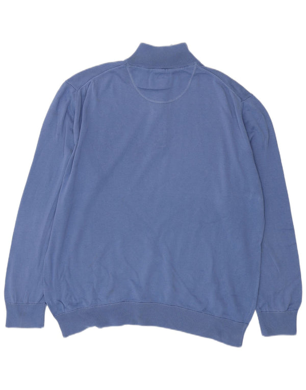 Gant Pull à col zippé pour homme 2XL Bleu Coton