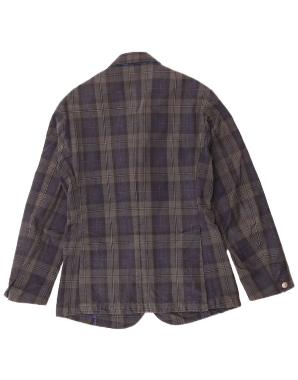 Jaggy Veste Blazer 3 Boutons Homme IT 48 Bleu Marine Moyen à Carreaux Coton