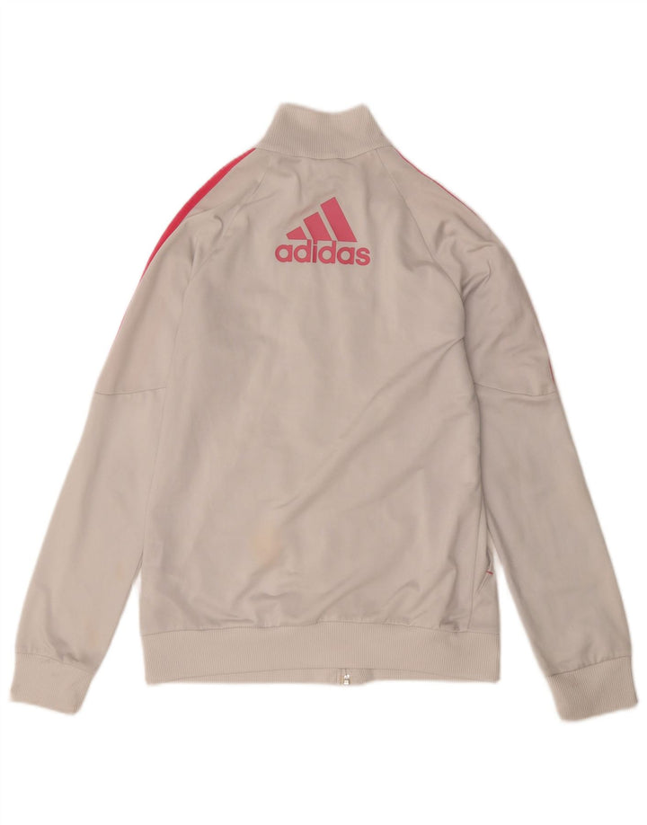 ADIDAS Girls Graphic Tracksuit Top Jacket 14-15 Years White Polyester