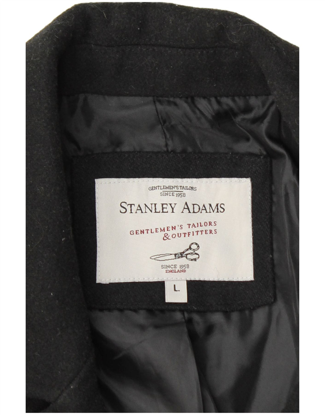 STANLEY ADAMS Manteau militaire à double boutonnage pour homme UK 40 Large Noir