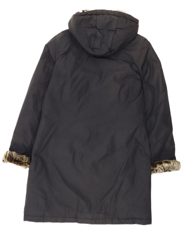 Woolrich Manteau rembourré à capuche pour femme UK 20 2XL Bleu marine Coton