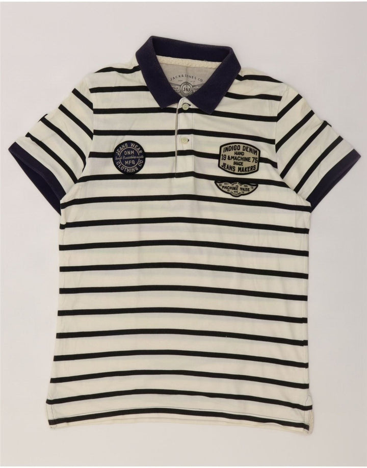 Jack & Jones Polo Graphique Homme Petit Blanc Rayé