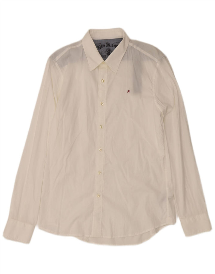 REPLAY Chemise Homme Blanc Moyen Coton