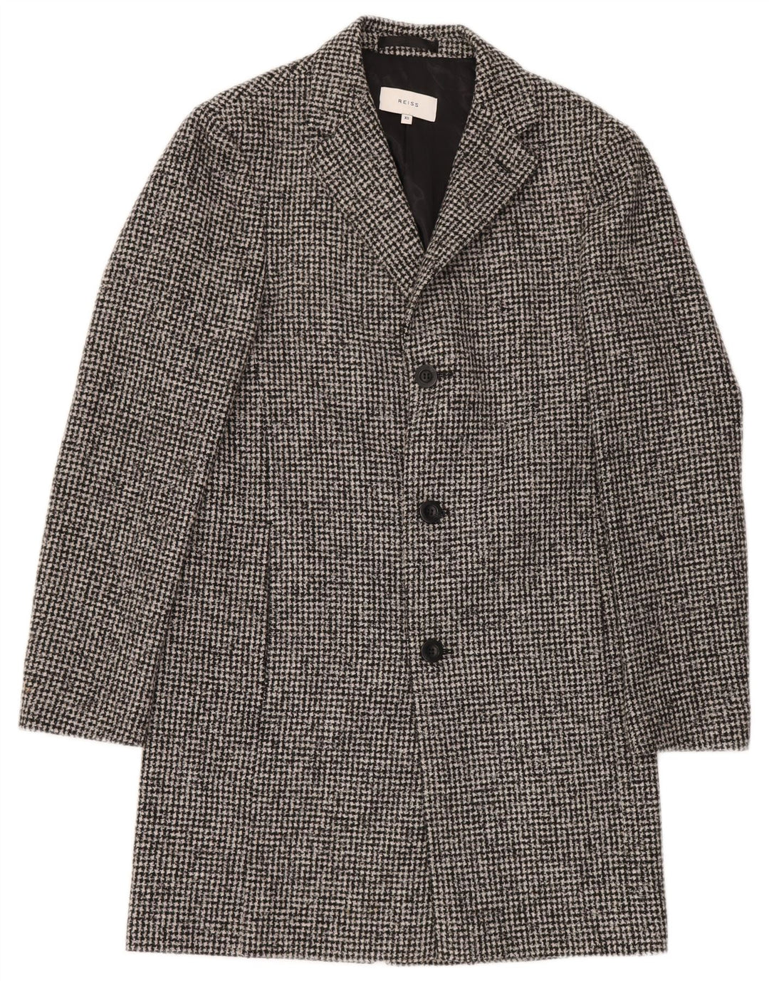 Reiss Manteau Homme UK 34 XS Gris Pied-de-Poule Polyester