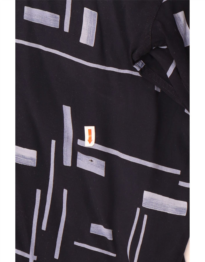 vintage Chemise à manches courtes pour hommes Grand Noir Géométrique