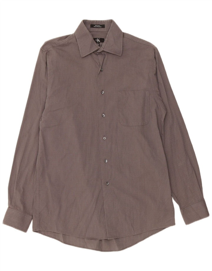 Calvin Klein Chemise homme Taille 15 Coton à fines rayures gris moyen