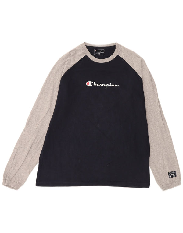 Champion Haut graphique à manches longues pour homme 2XL en coton color block bleu marine