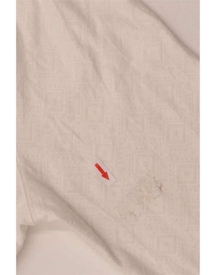 Eddie Bauer Haut de survêtement à col zippé pour femme UK 18 XL Blanc Géométrique