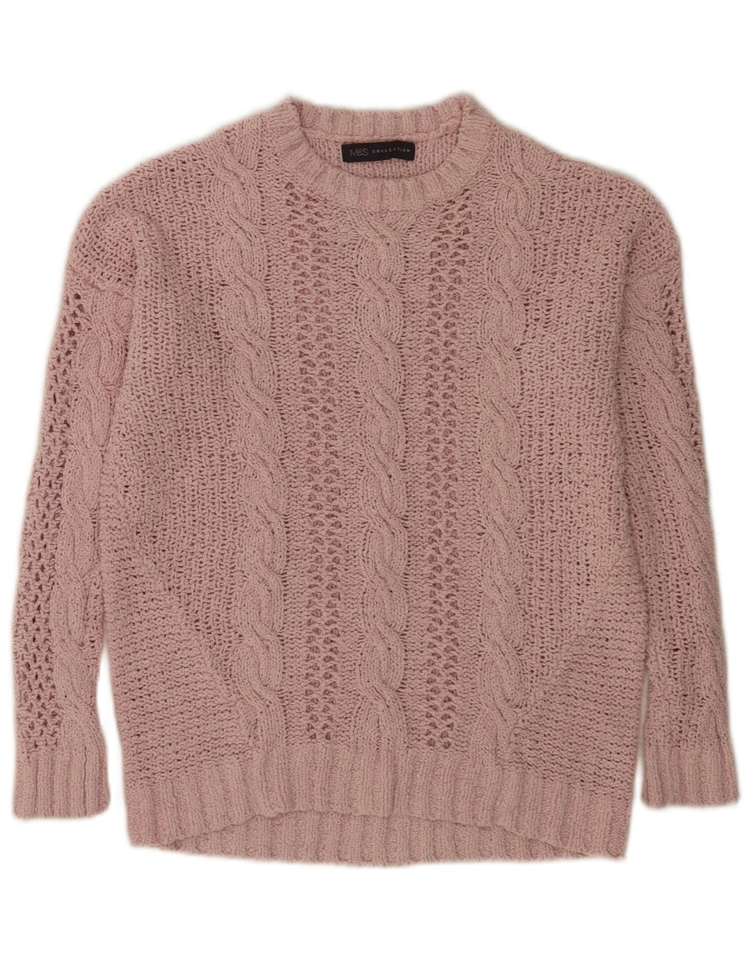Marks & Spencer Pull surdimensionné à col rond pour femme UK 10 Petit Rose