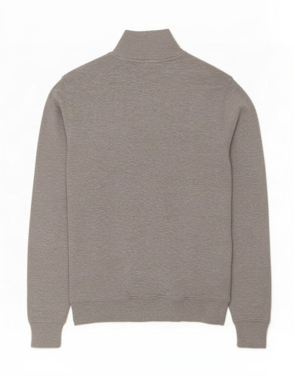 Lacoste Mens Zip Neck Jumper Sweater Taille 3 Petit Gris Moucheté Coton