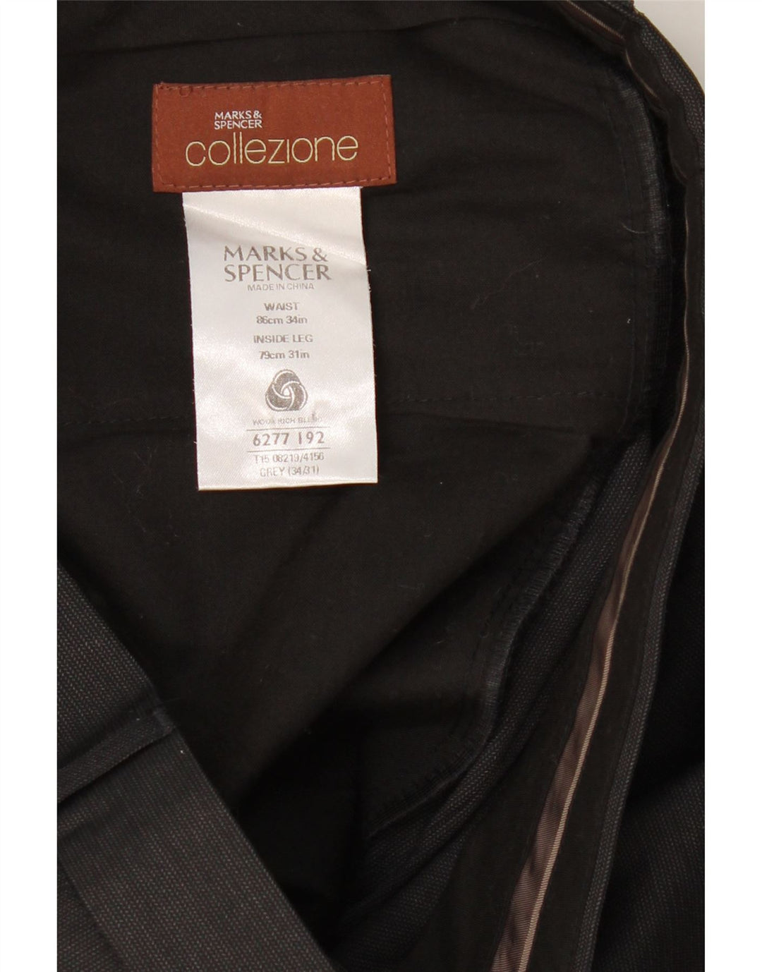 MARKS & SPENCER Pantalon de Costume Droit Homme W34 L31 Gris Laine
