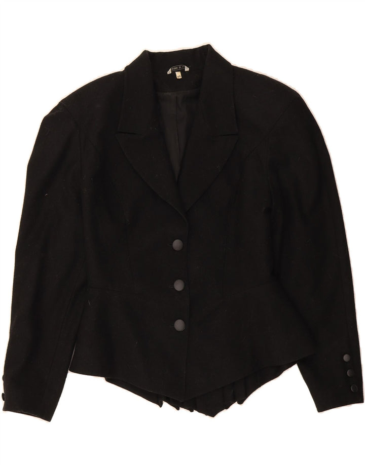 VINTAGE Womens 3 Button Blazer Jacket IT 46 Large Black Vintage Vintage and Second-Hand Vintage from Messina Hembry 