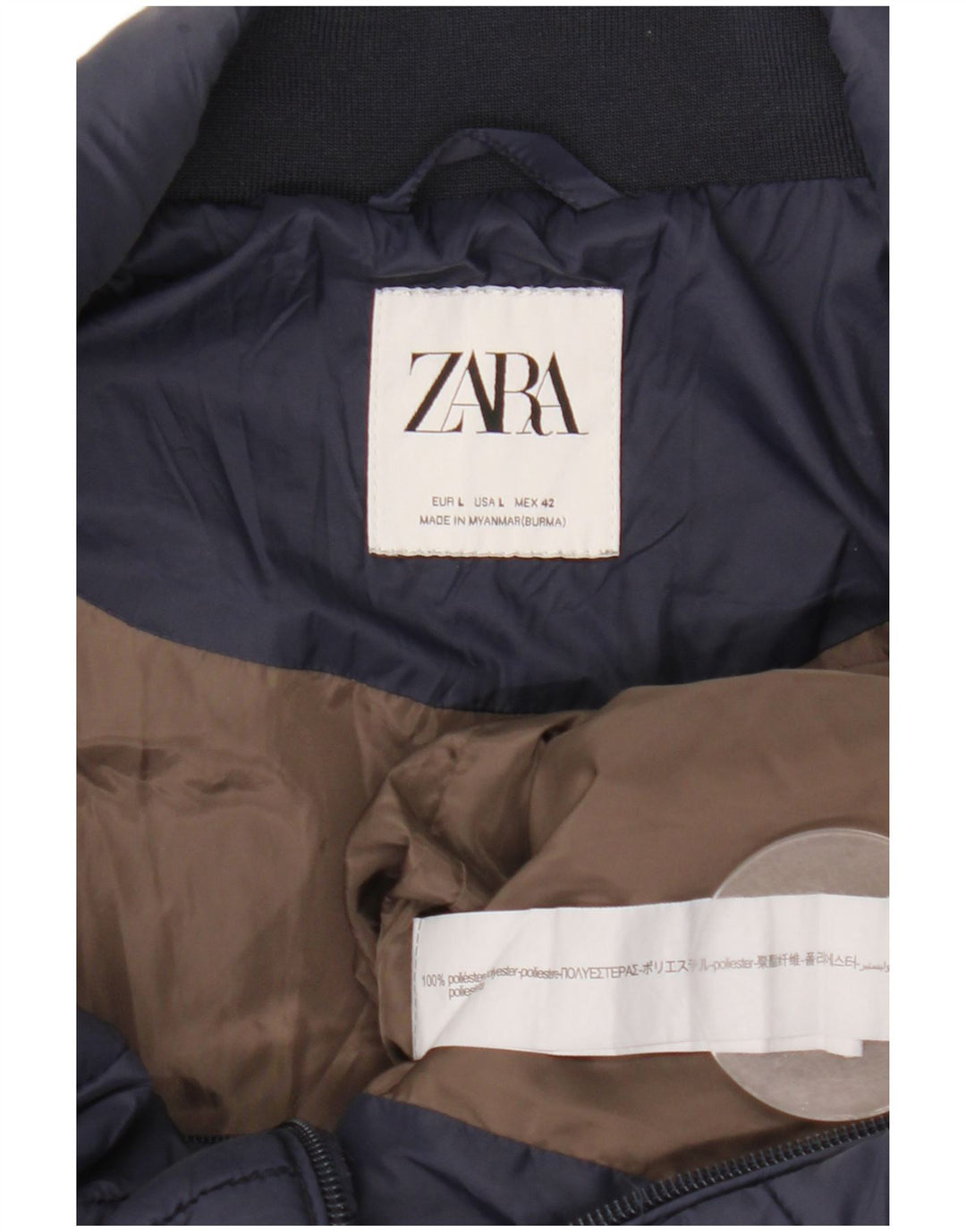 Zara Gilet rembourré pour homme UK 40 Large Bleu marine Polyester