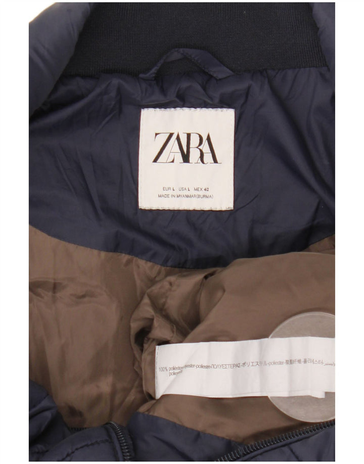 Zara Gilet rembourré pour homme UK 40 Large Bleu marine Polyester