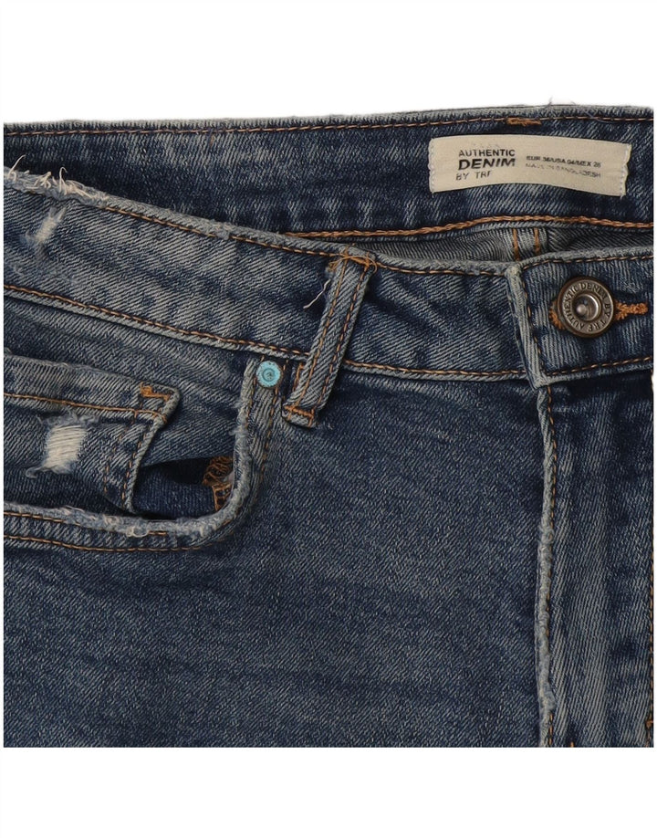 Zara Short en jean vieilli pour femme EU 36 XS W26 Bleu