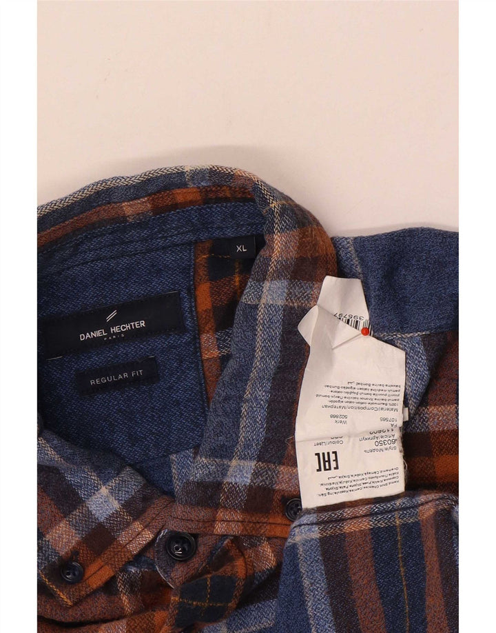Daniel Hechter Chemise en flanelle coupe classique pour homme XL Bleu marine à carreaux en coton