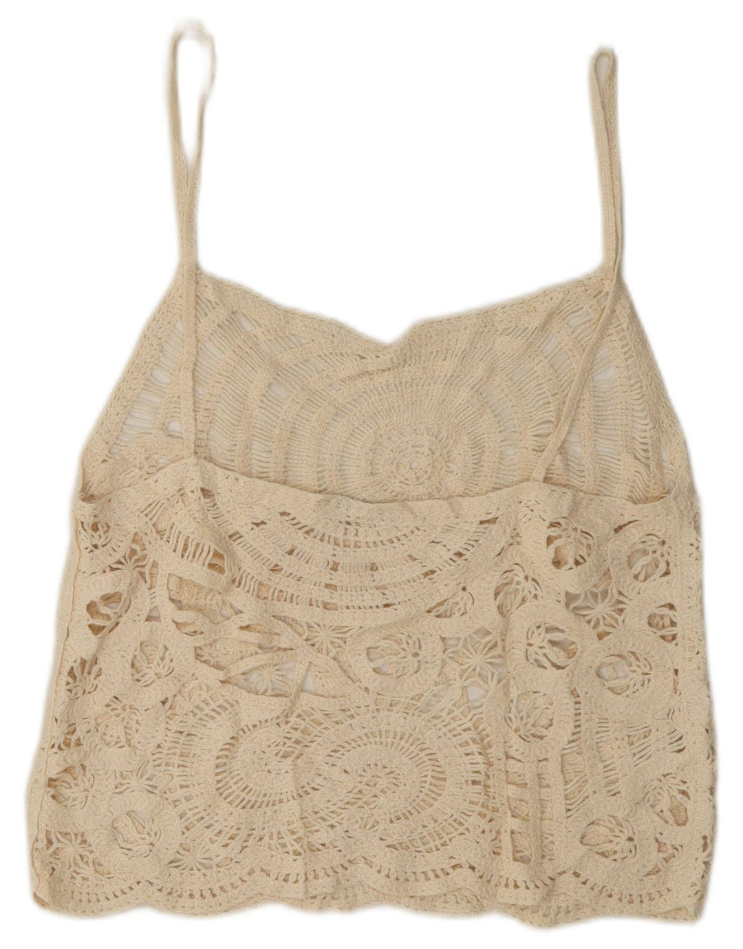 Zara Womens See Through Crochet Cami Top UK 16 Large Cassé
