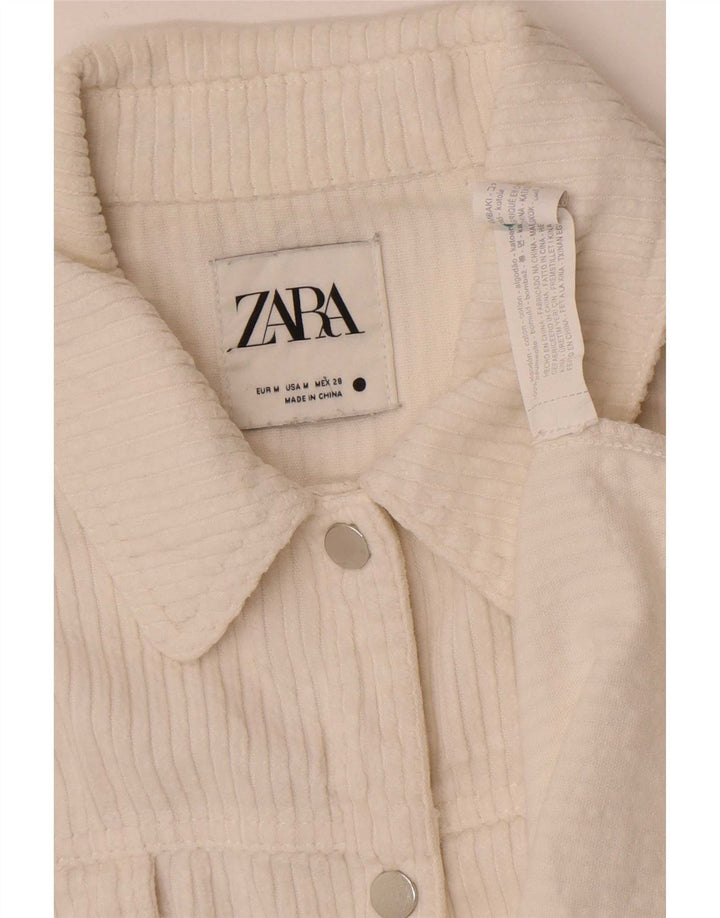 Zara Chemise surdimensionnée en velours côtelé pour femme UK 14 Coton blanc moyen