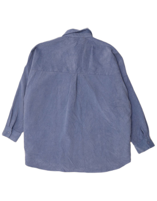 Zara Chemise surdimensionnée en velours côtelé pour femme UK 16 Large Bleu Polyester
