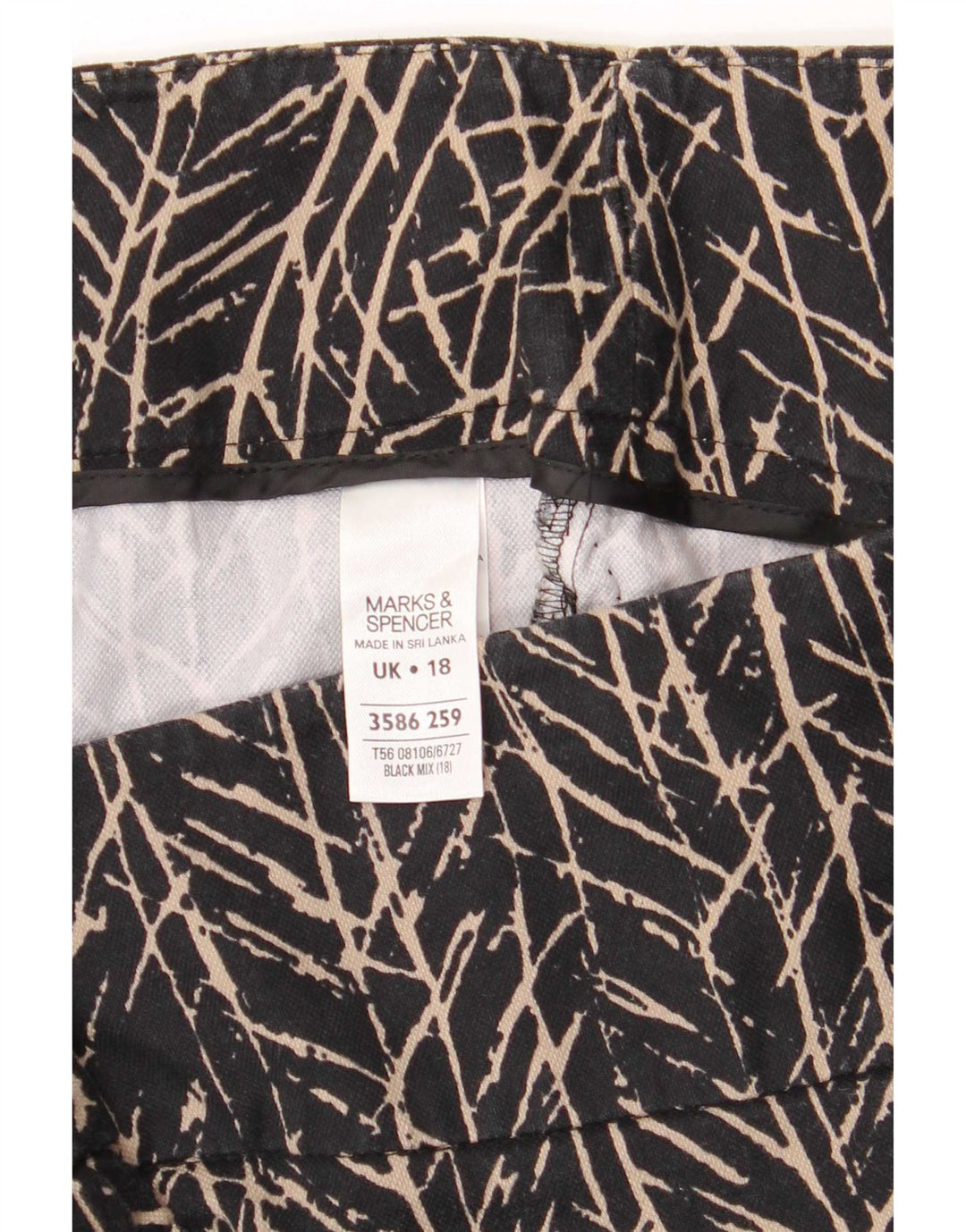 Marks & Spencer Jupe crayon à motif abstrait pour femme UK 18 XL W38 Noir