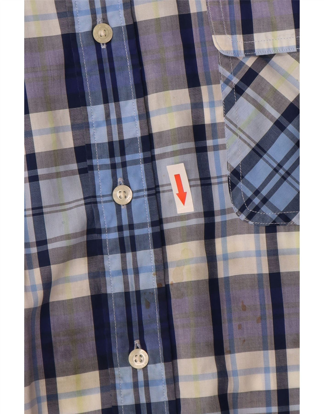 Nautica Chemise à manches courtes pour homme en coton à carreaux bleus