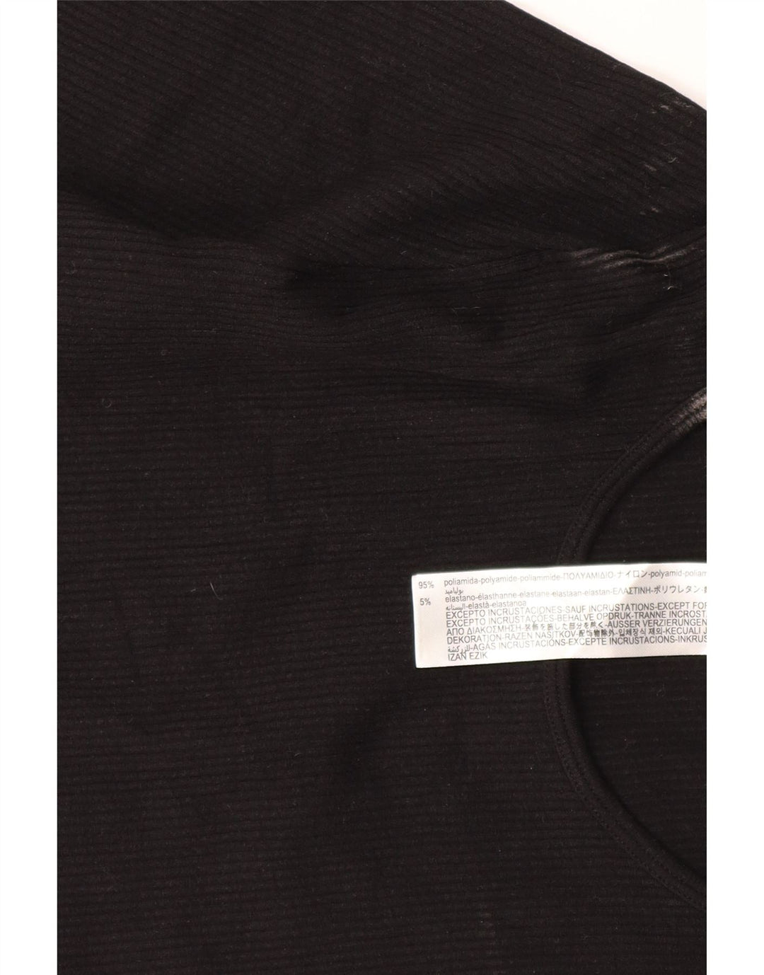 Zara Femme Crop Top Manches Longues UK 4 XS Noir Polyamide