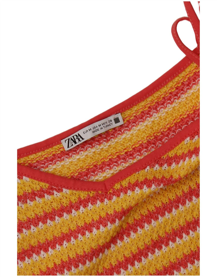 Zara Robe d'été pour femme UK 12 Medium Jaune Rayé