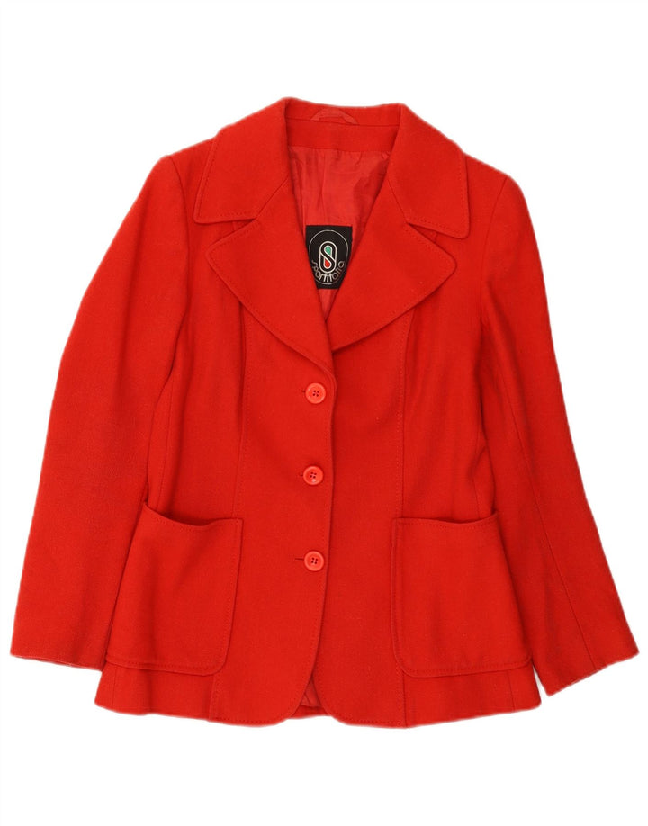 vintage Femmes 3 Bouton Blazer Veste UK 10 Petit Rouge