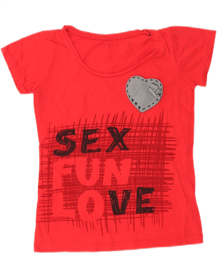 DESIGUAL T-shirt graphique pour femme UK 10 Small Rouge Coton