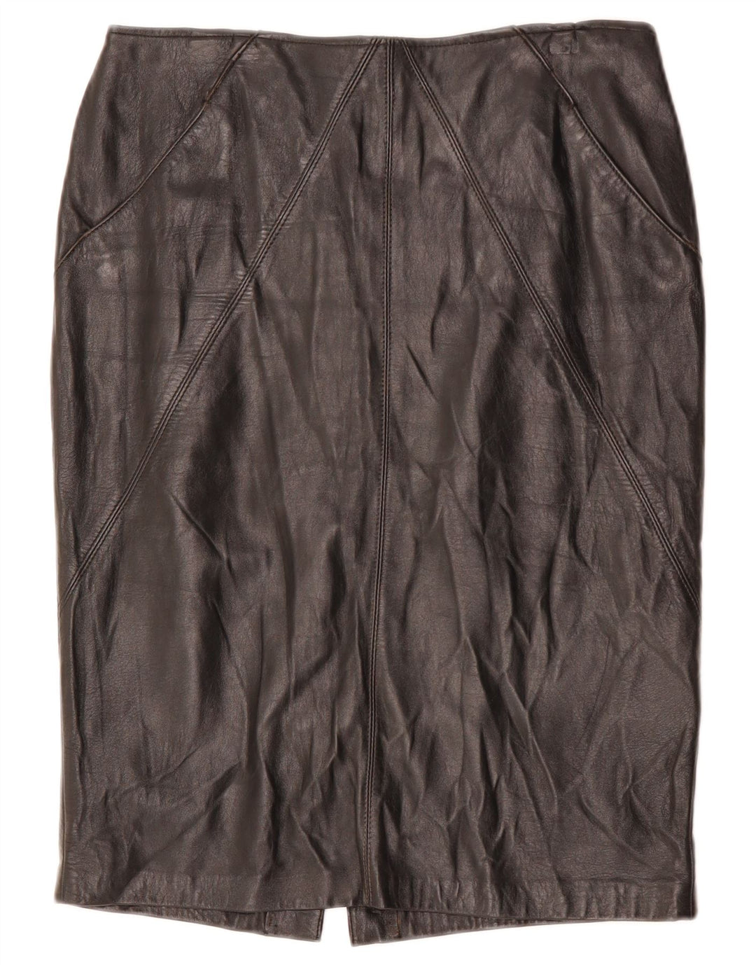 VINTAGE Jupe en cuir femme W32 Grand Noir