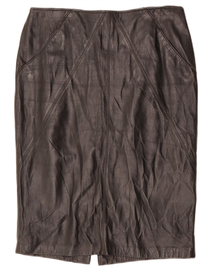 VINTAGE Jupe en cuir femme W32 Grand Noir