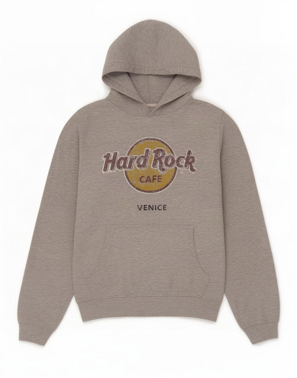 Hard Rock Cafe Mens Venice Graphic Hoodie Jumper Small Grey Flecked Cotton