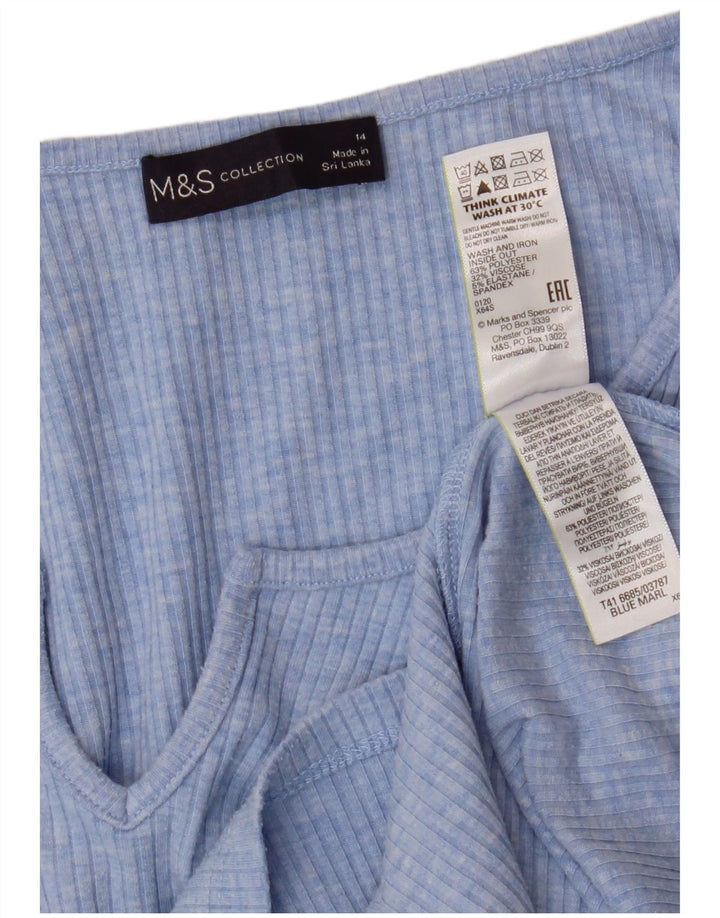 Marks & Spencer Haut à manches longues pour femme UK 44 Large Bleu Polyester