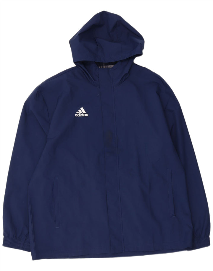 Adidas Veste de pluie à capuche pour homme UK 42 XL Bleu marine Polyester