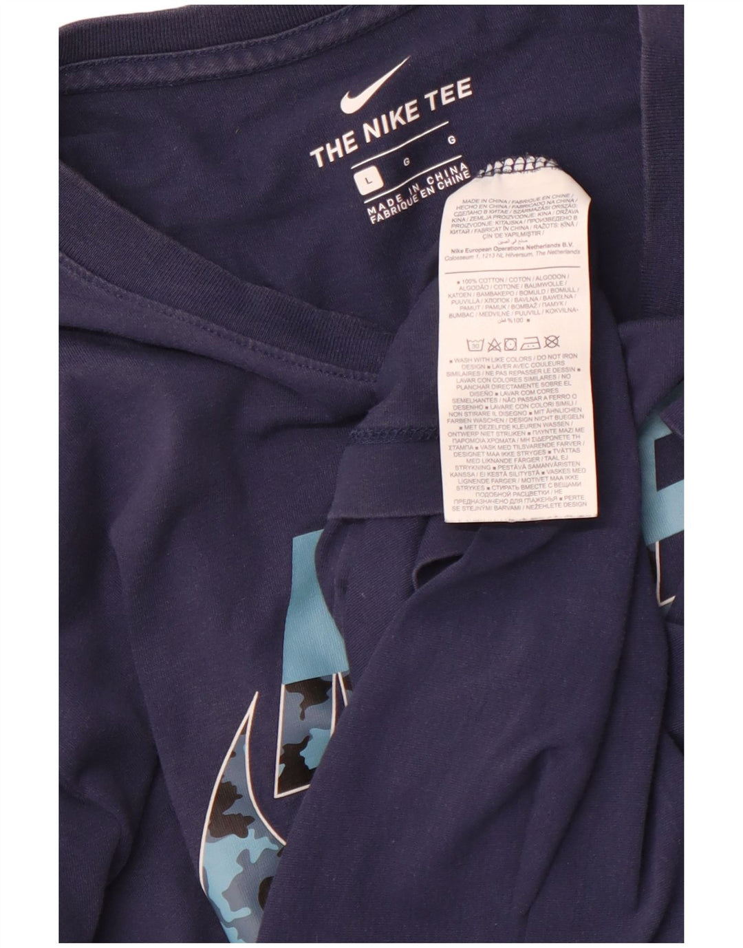 NIKE T-shirt graphique pour hommes, grand, en coton bleu marine