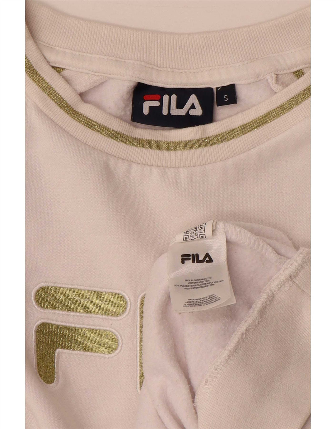 Fila Sweat-shirt surdimensionné graphique pour femme UK 10 petit coton blanc
