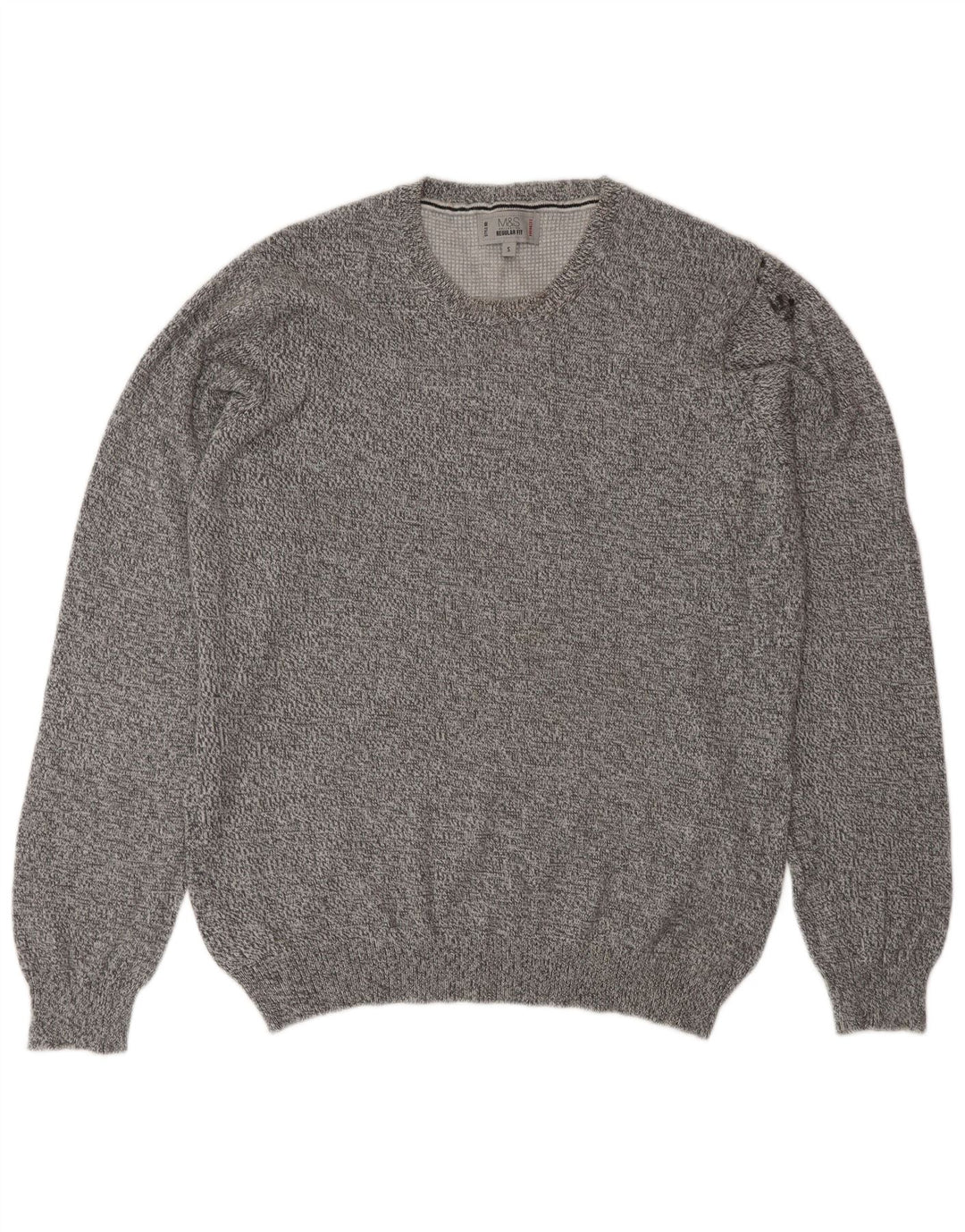 Marks & Spencer Pull à col rond pour homme Petit gris moucheté