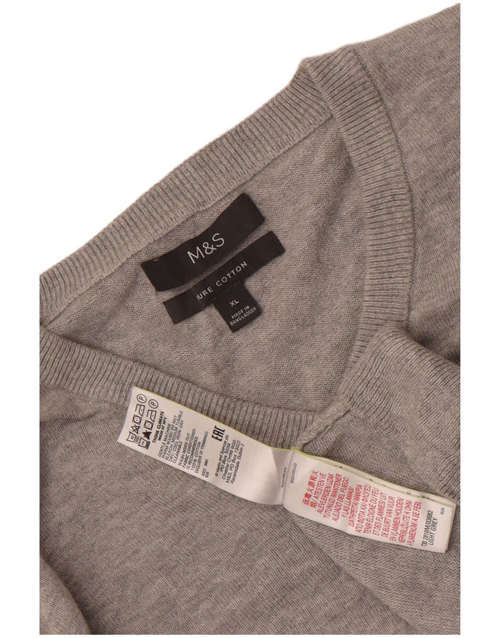 Marks & Spencer Pull col V pour homme XL Gris Coton