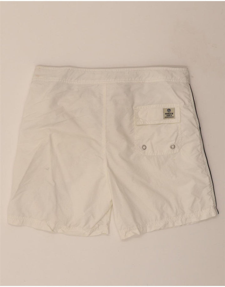 NORTH SAILS Mens Graphic Swimming Shorts Large  White Cotton Vintage North Sails and Second-Hand North Sails from Messina Hembry 
