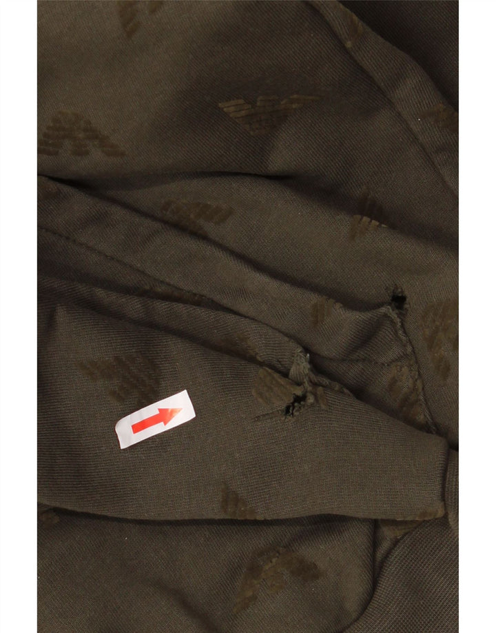Armani Jeans Pull à capuche zippé graphique pour homme Petit coton kaki