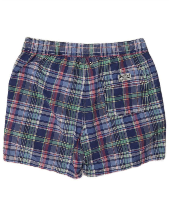 Polo Ralph Lauren Short de bain homme en coton à carreaux bleu moyen