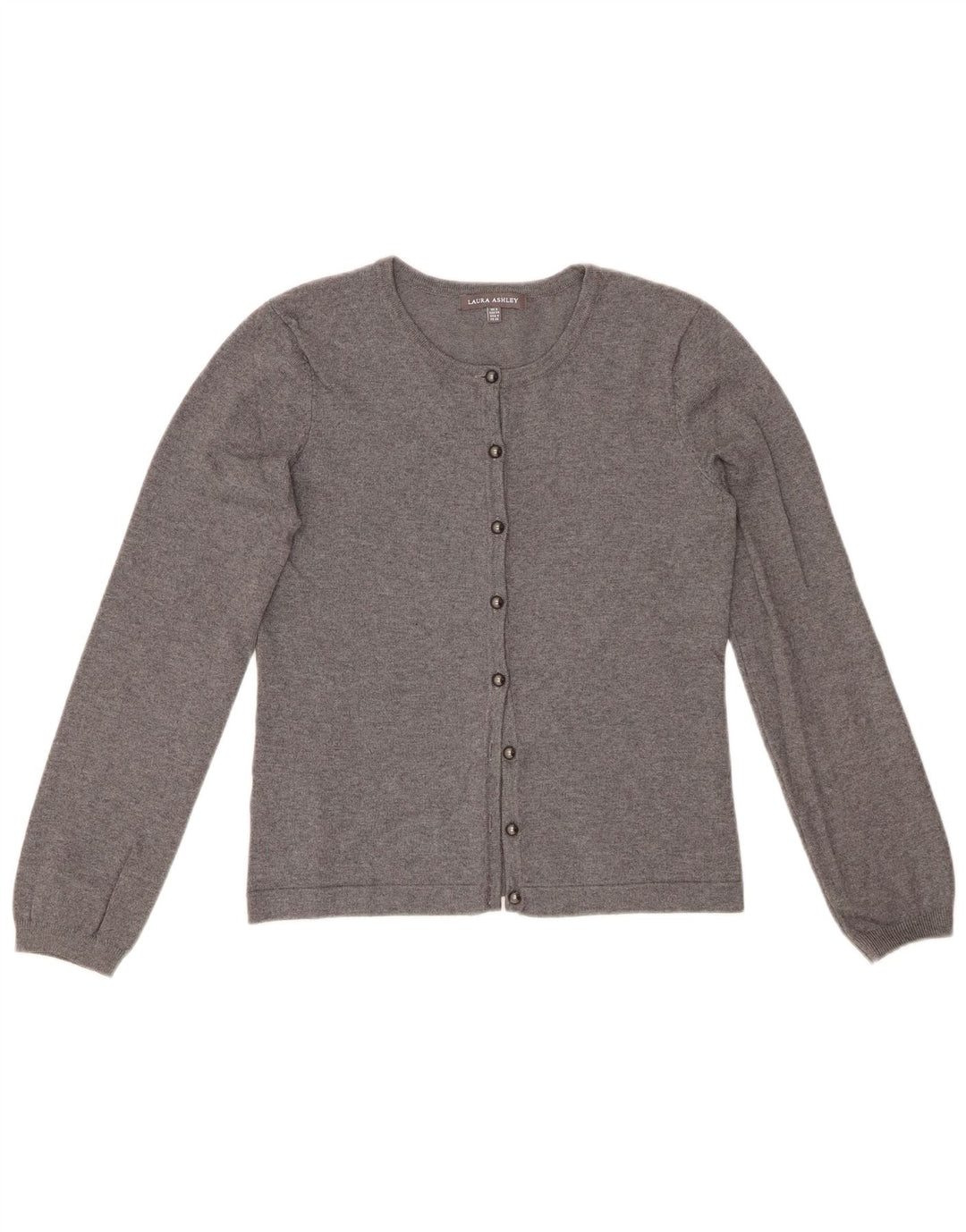 LAURA ASHLEY Pull Cardigan Femme UK 8 Petit Gris Coton