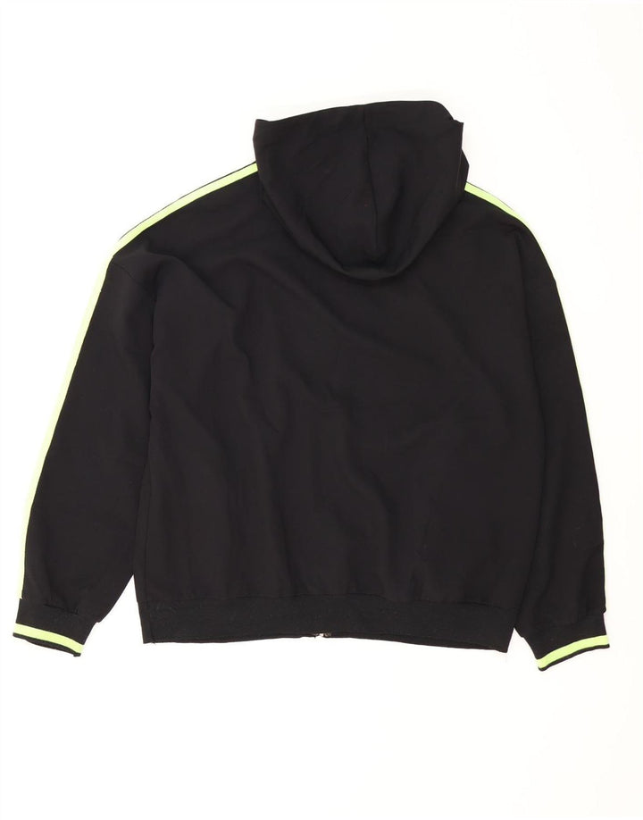 ZARA Pull à capuche zippé surdimensionné pour femme UK 16 Large Noir Polyester
