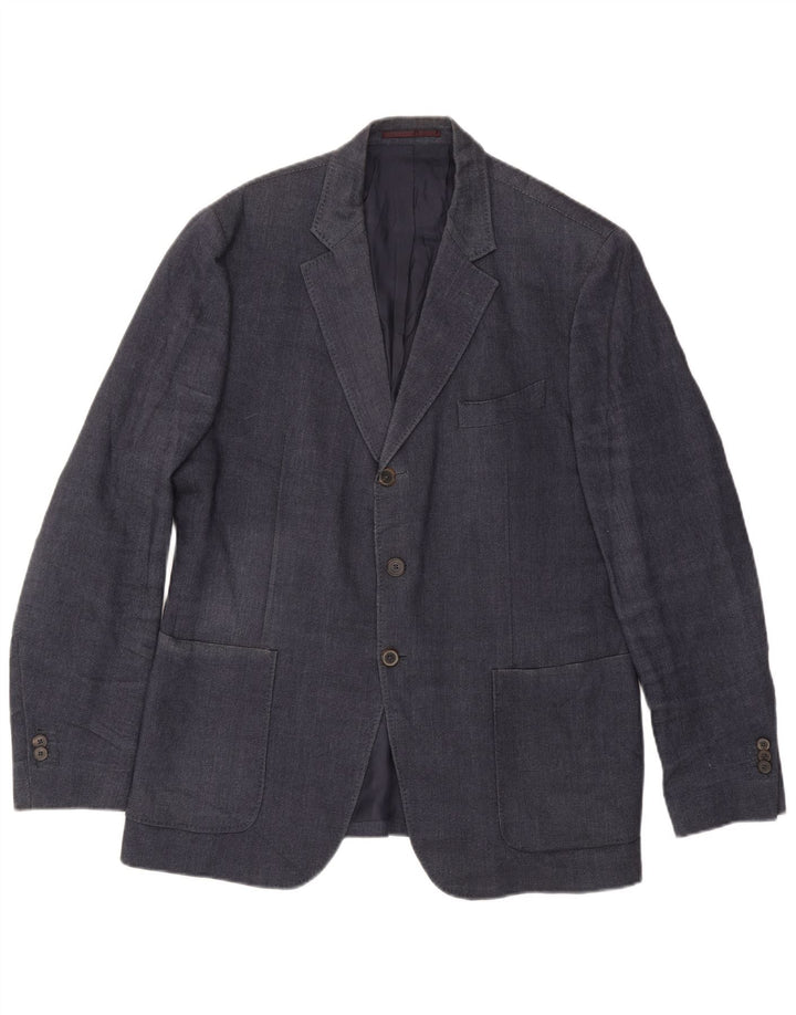 MASSIMO DUTTI Veste Blazer 3 Boutons Homme EU 54 XL Bleu Marine Laine